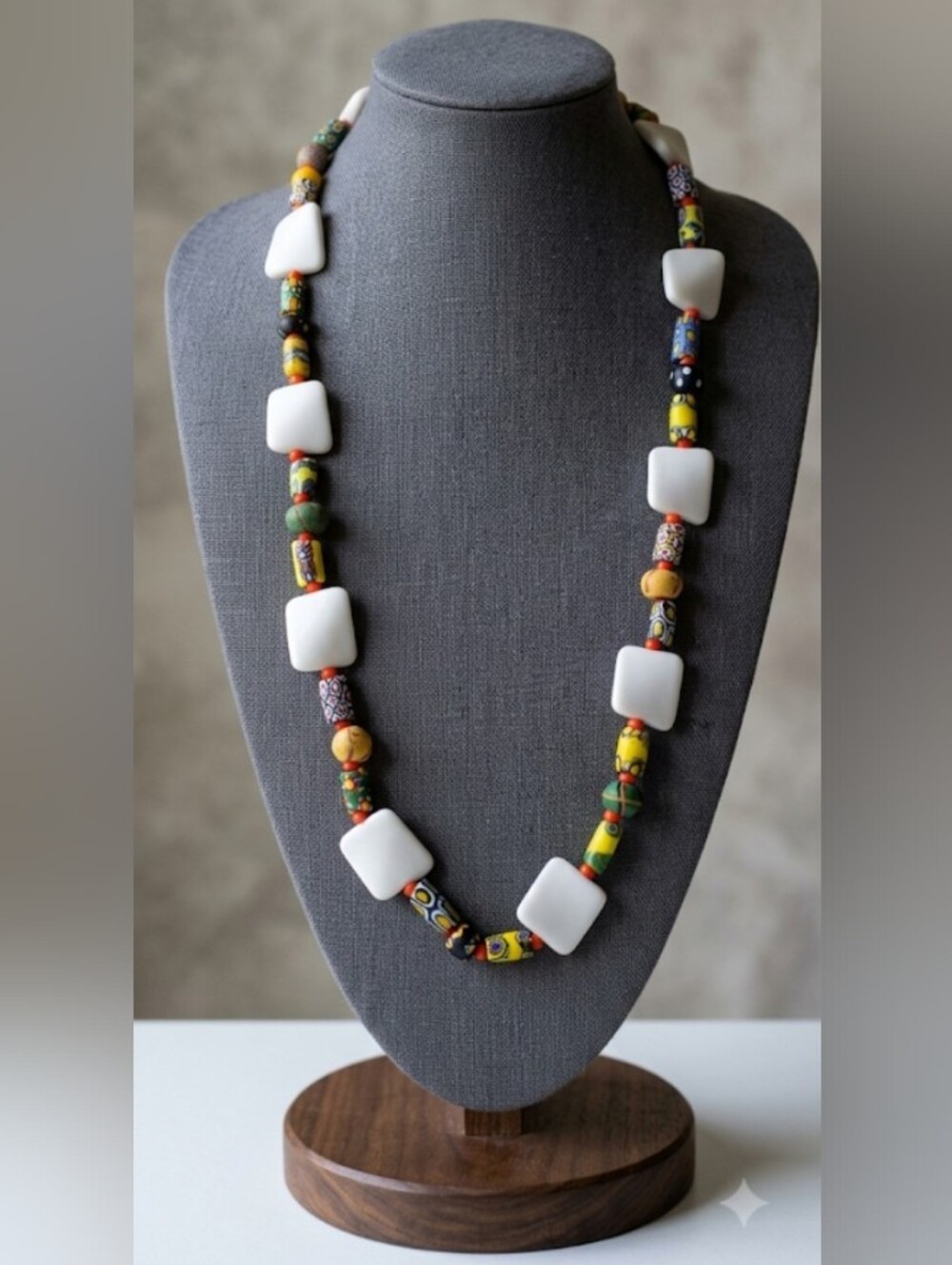 Antique-Millefori (A Thousand Flowers) African Trade Beaded Glass Necklace